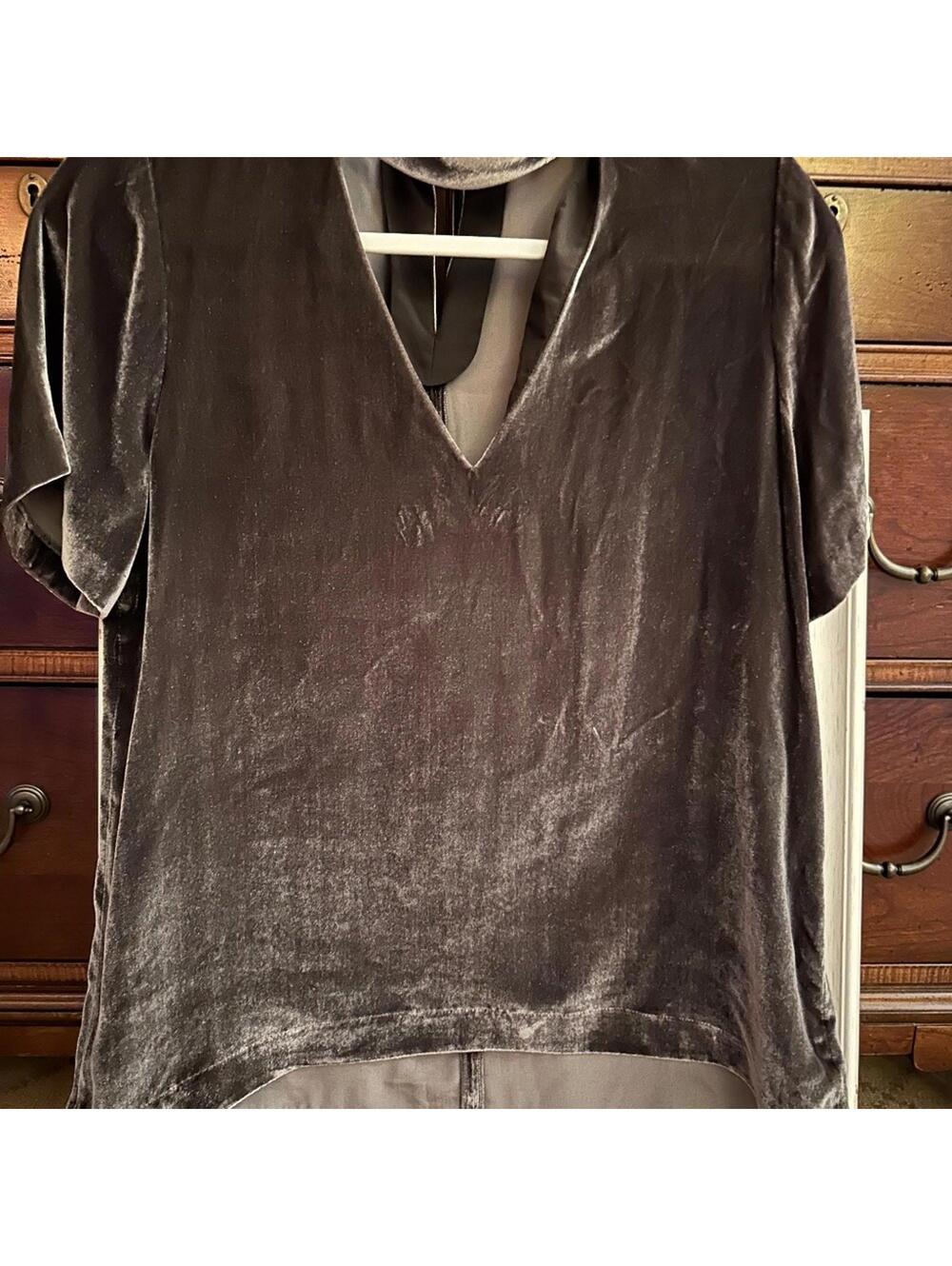 Madewell Gray velvet choker top NWOT S